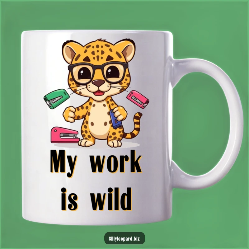 Funny Leopard Mug: Spectacled Stapler Juggler Boss Gift