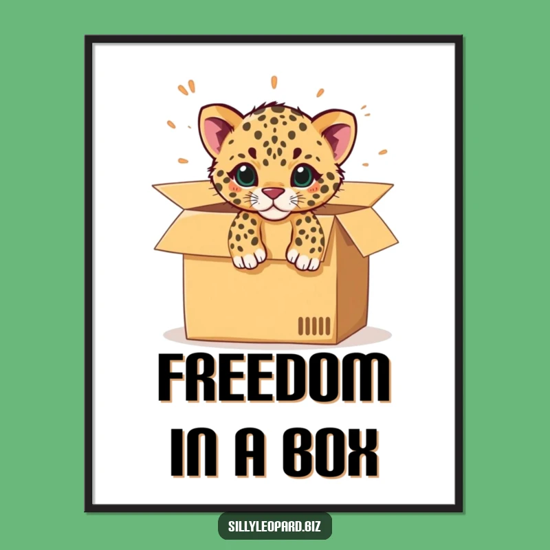 Funny Leopard Cub Digital Art: Instant Playful Box Surprise Decor