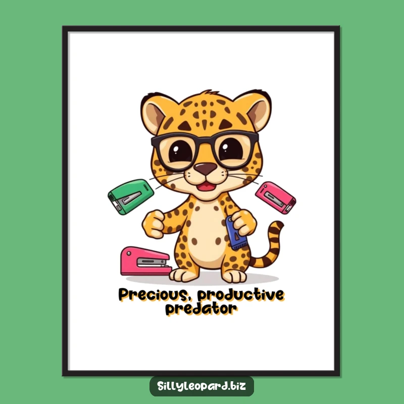 Funny Leopard Digital Art: Instant Chic Office Decor