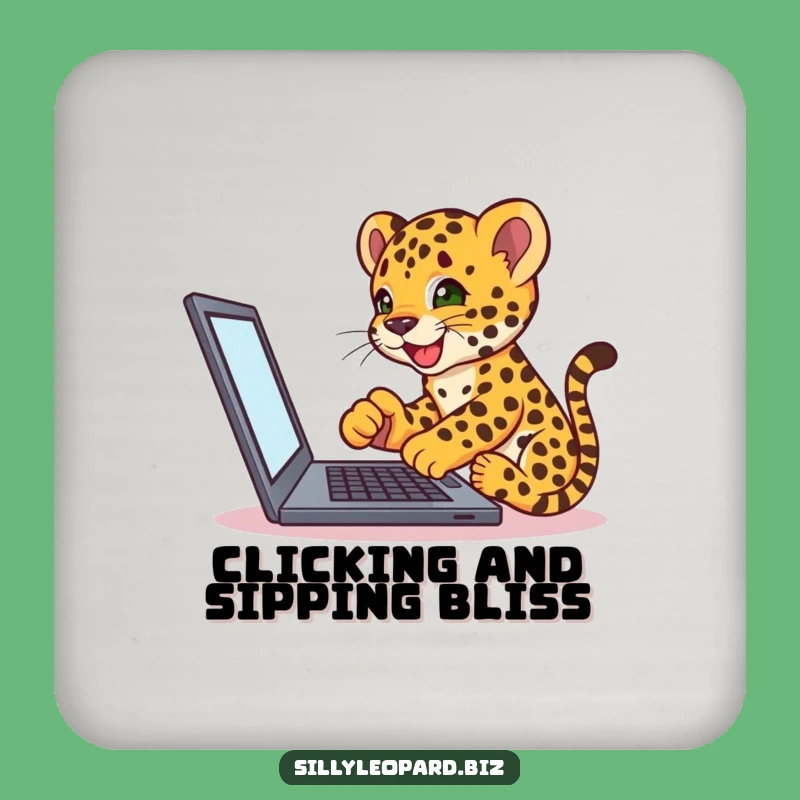 Funny Leopard Cub Coaster - Hilarious Tech Desk Decor Gift!