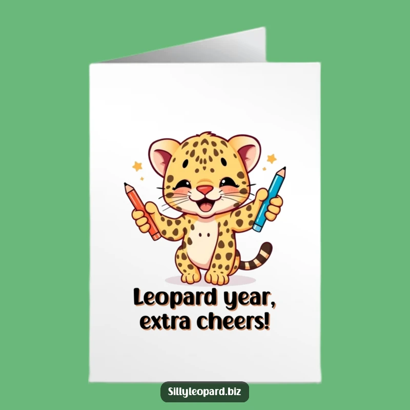 Funny Free Printable Birthday Card: Juggling Leopard Cub Greeting, Perfect Downloadable Gift!