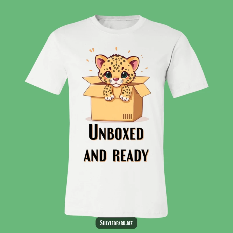 Funny Leopard Cub T-Shirt: Office Box Escape Tee for Playful Souls