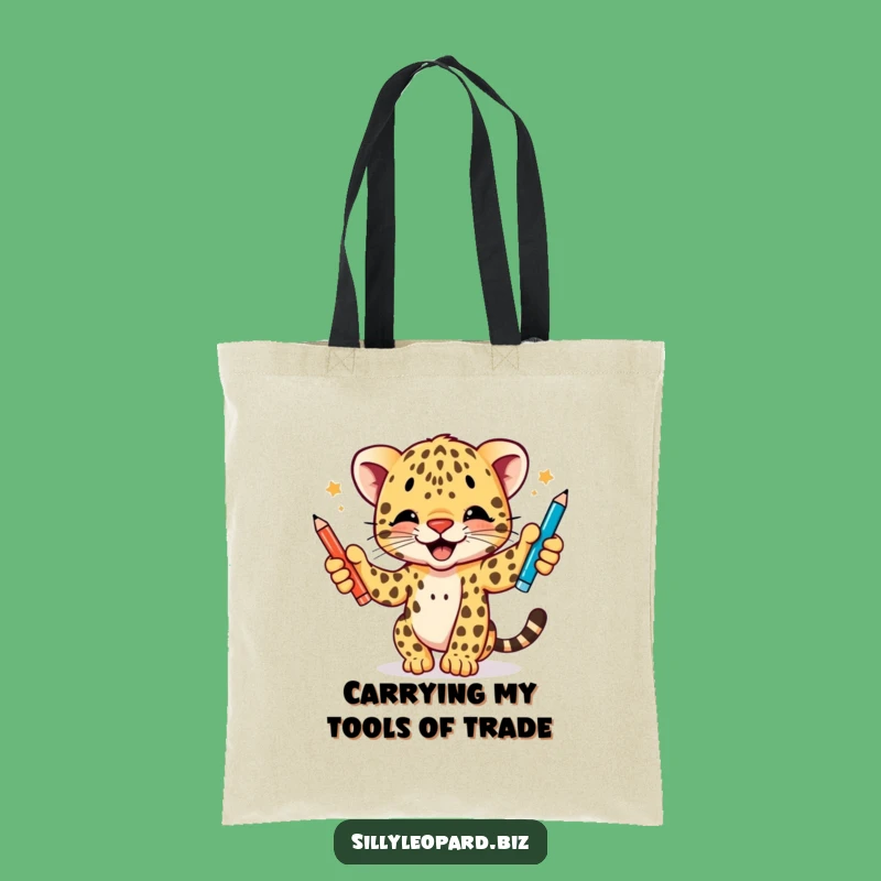 Funny Leopard Cub Tote Bag - Stylish & Hilarious Pen Juggling Accessory Gift!